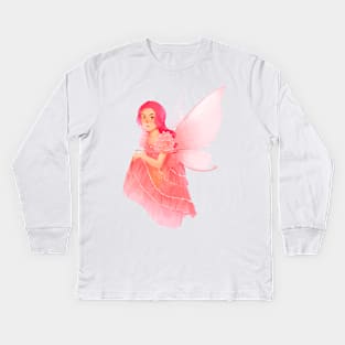 Cute Anime Girl Pink Fairy Kids Long Sleeve T-Shirt